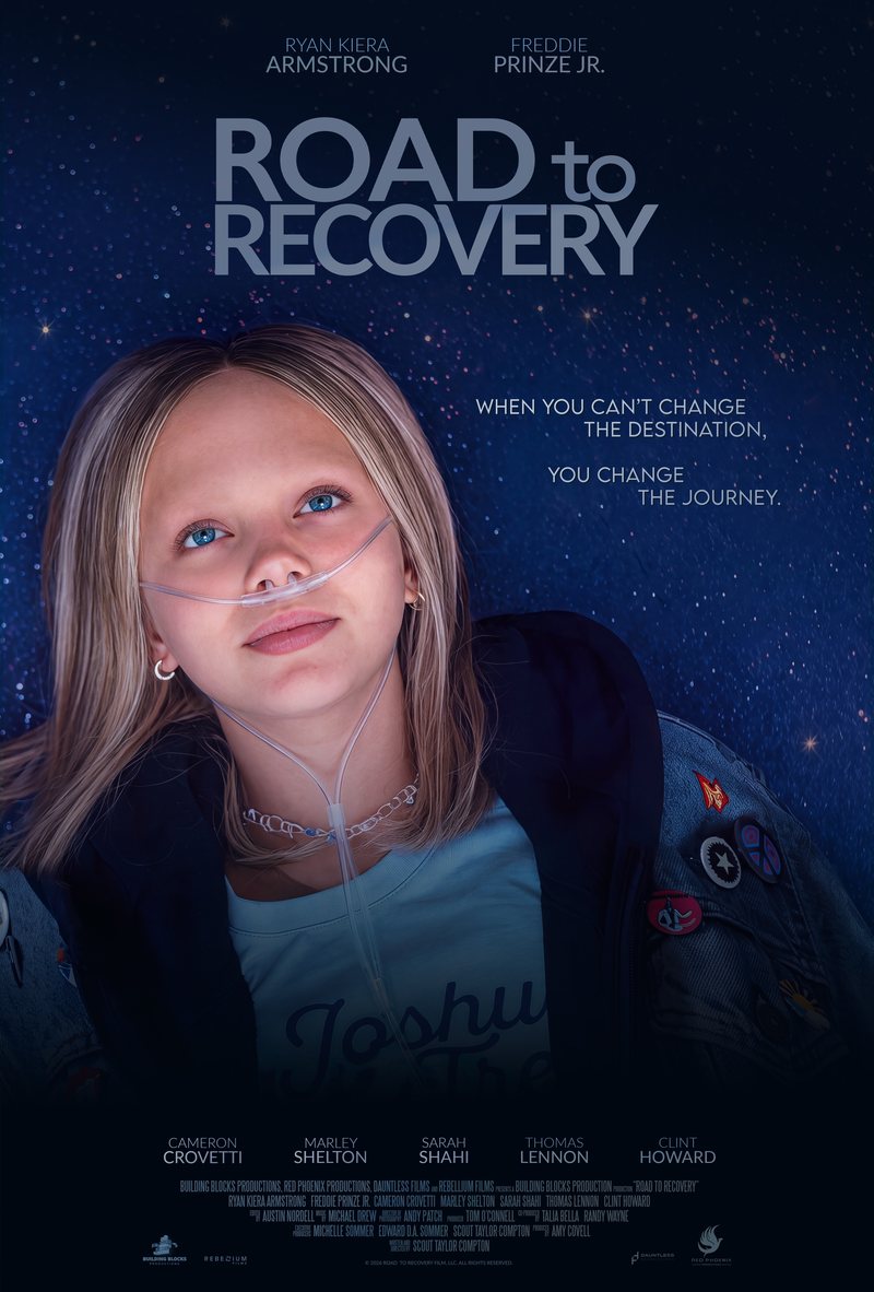 Road to Recovery poster: Sadie looks up at a sky full of stars